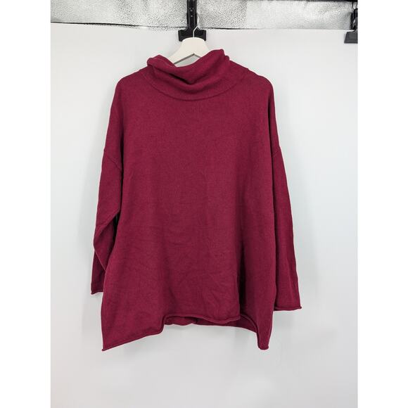 Eileen Fisher Turtleneck Wine Color Sweater Cotton Cashmere Blend Women's Large - Picture 1 of 6